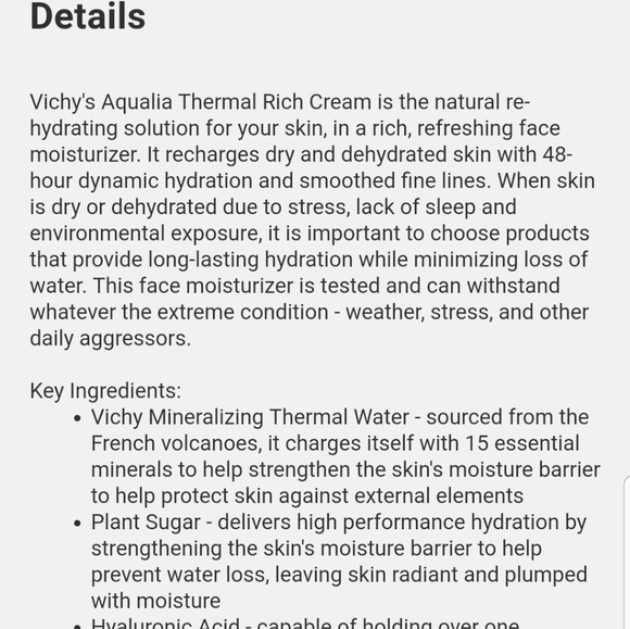 VICHY QUALIA THERMAL REHYDRATING CREAM-RICH - Picture 5 of 7